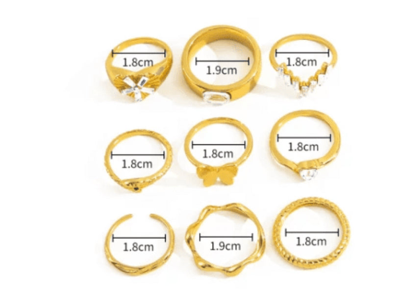 Isa Gold Ring (Set of 9)