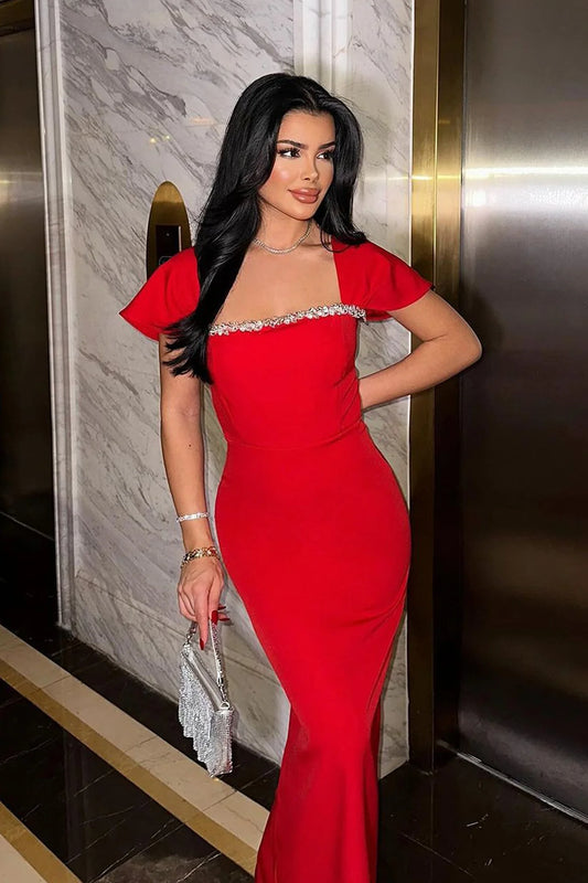 Bianca Embellished Dress (Red)