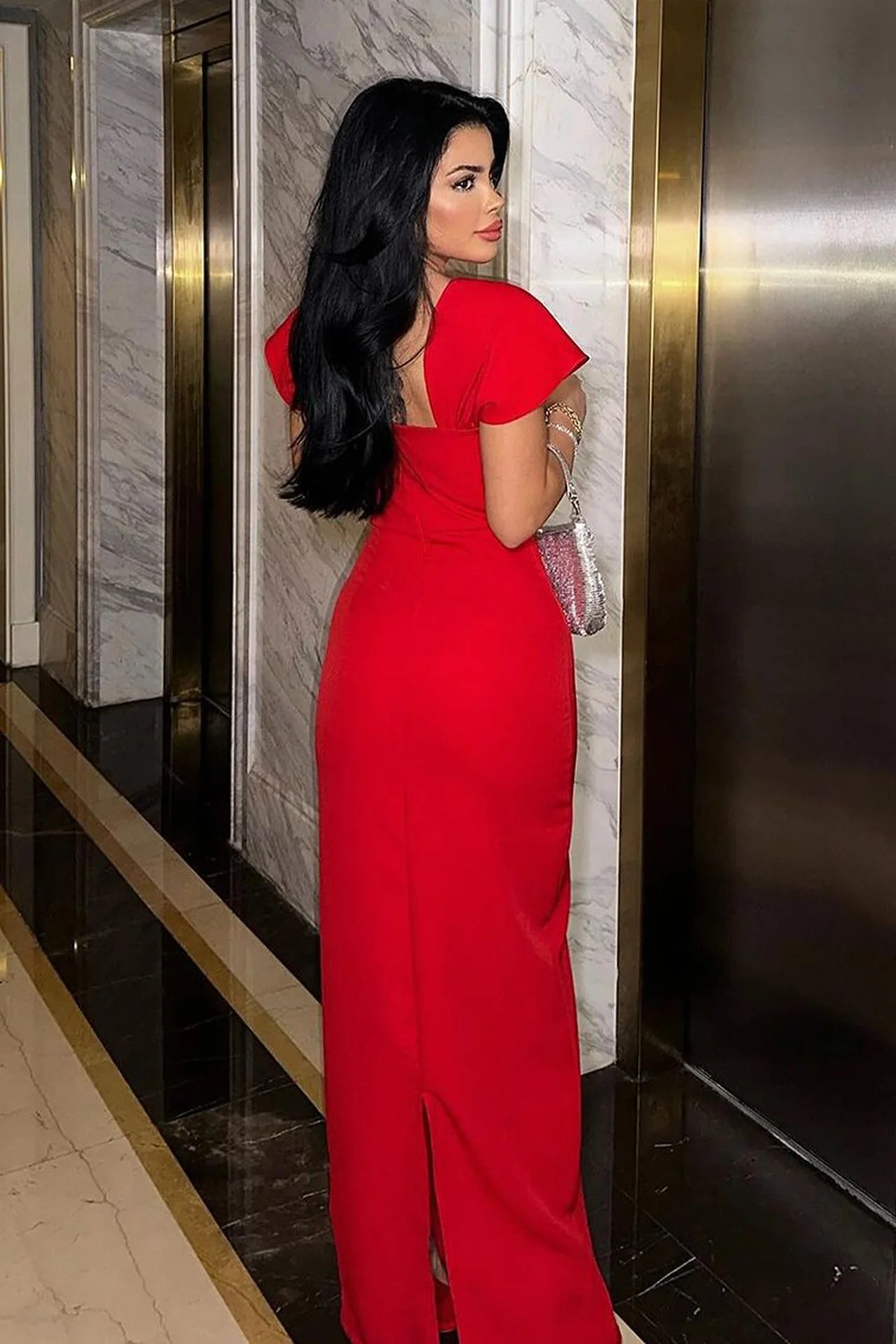 Bianca Embellished Dress (Red)