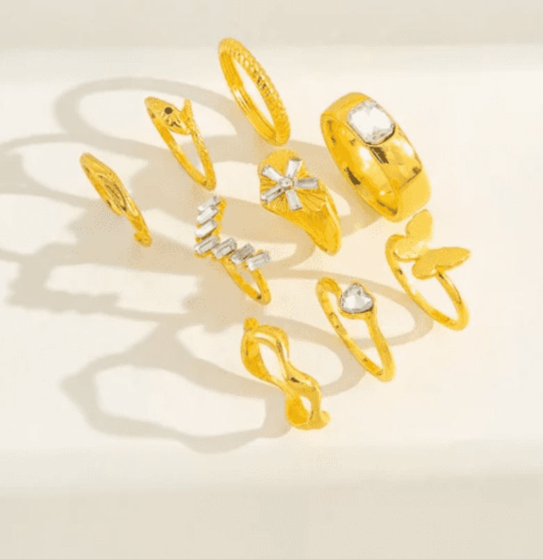 Isa Gold Ring (Set of 9)