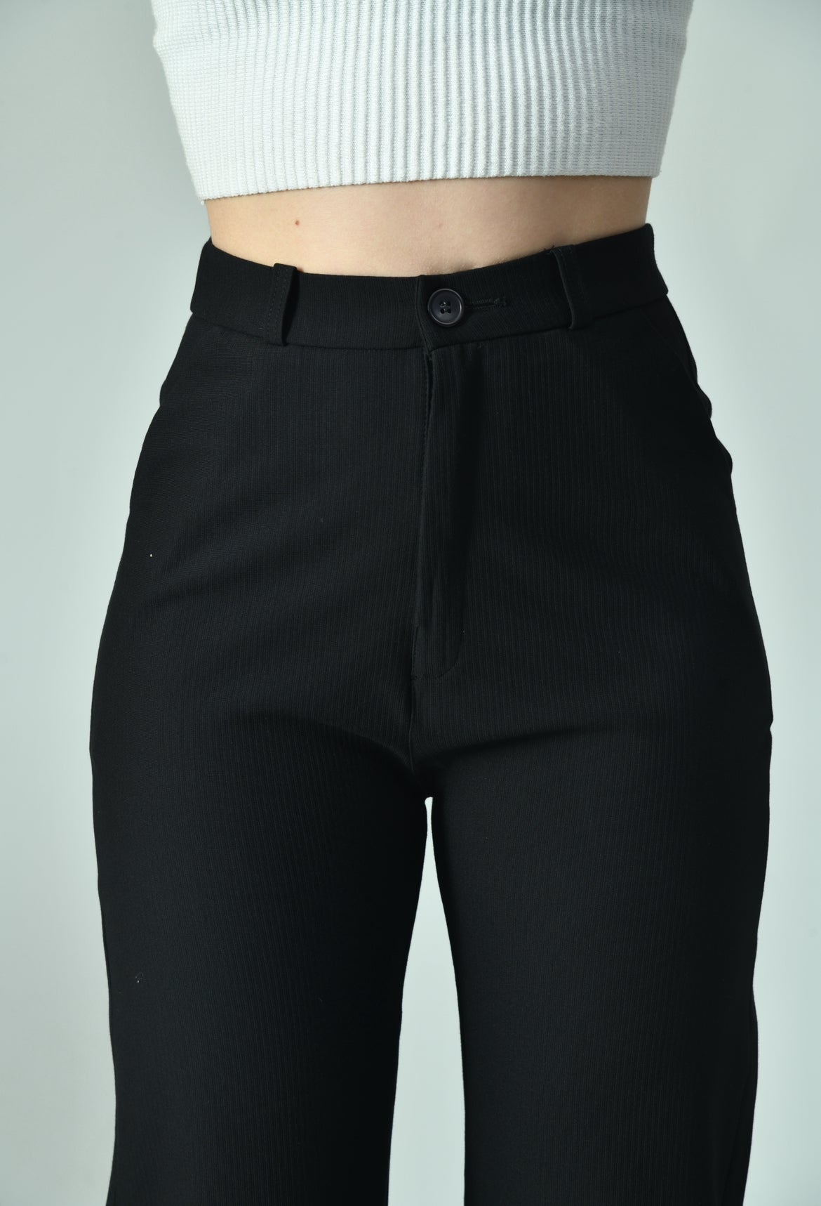 Signature Ribbed Black Pants
