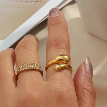 Chunky Gold Raindrop Ring