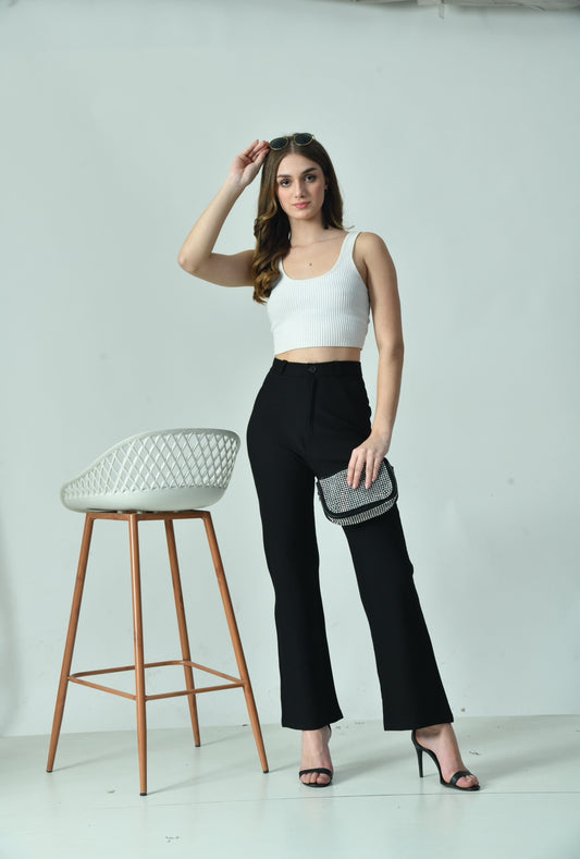 Signature Ribbed Black Pants