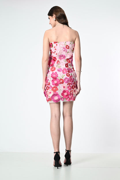 Flora Pink Embellished Flower Dress