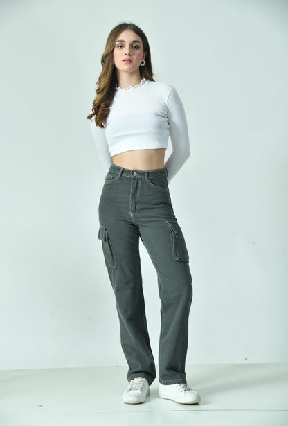 Slate high-waisted Cargo