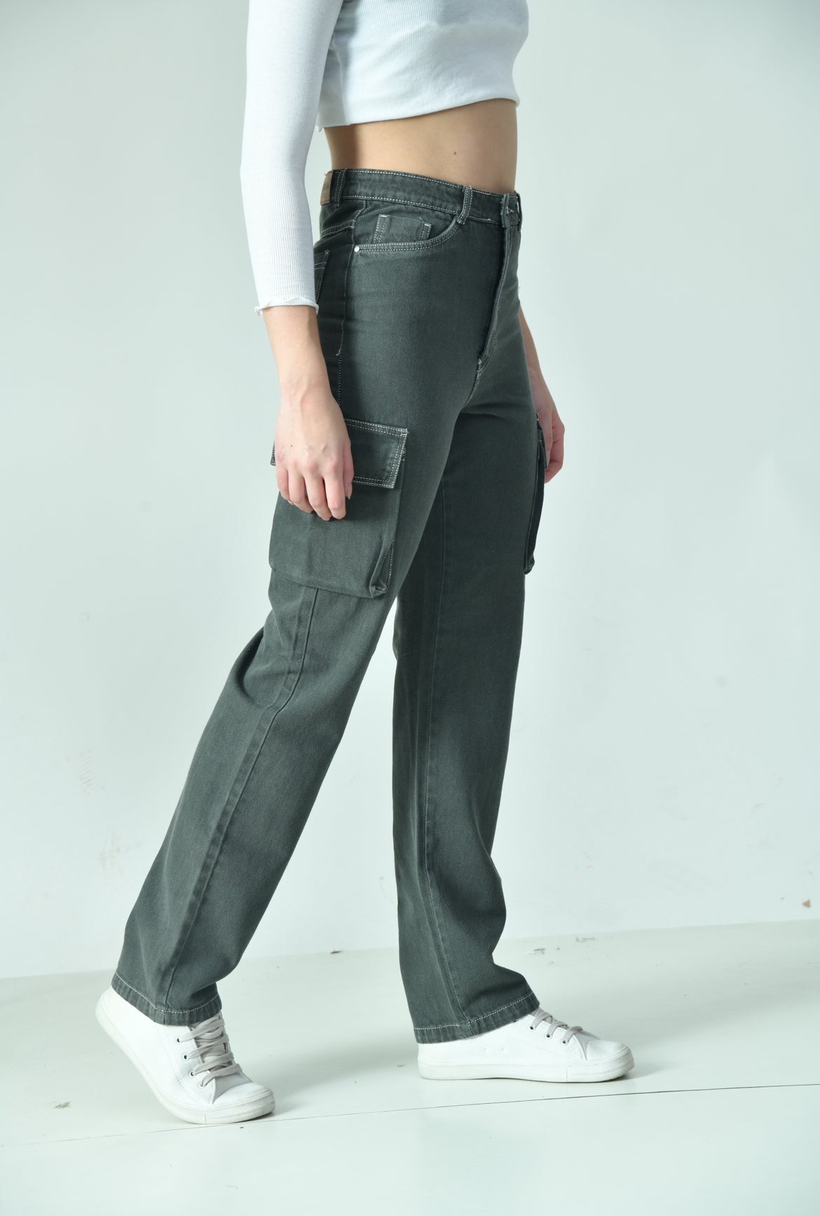 Slate high-waisted Cargo