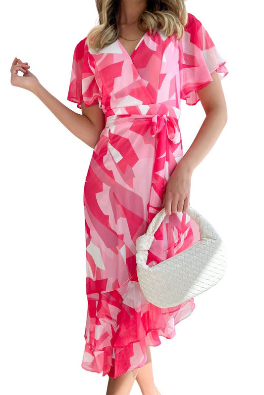 Rose Abstract Print Dress