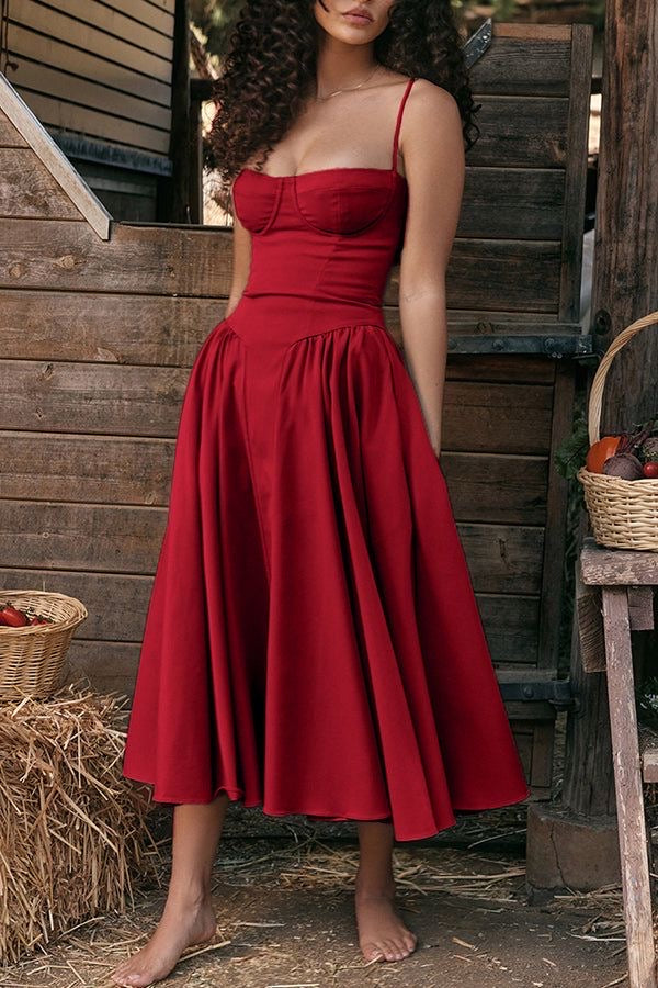 Cherry Corset Midi Dress