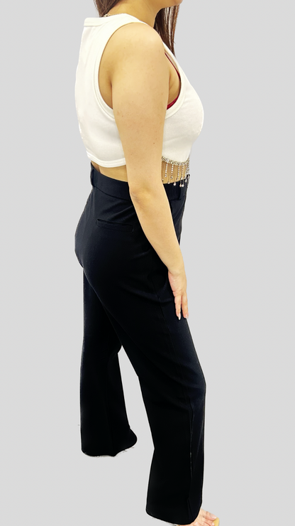 Signature Ribbed Black Pants