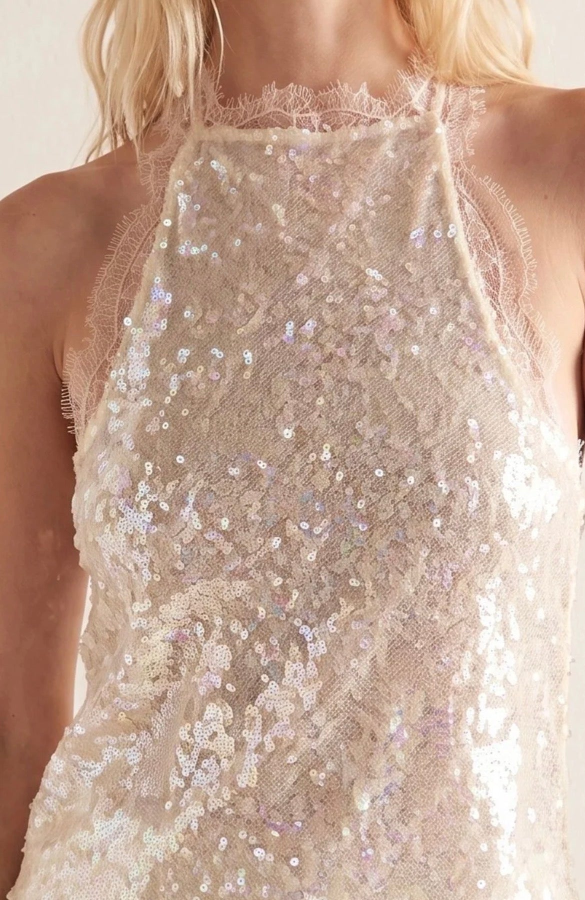 Camille Halterneck Sequin Top