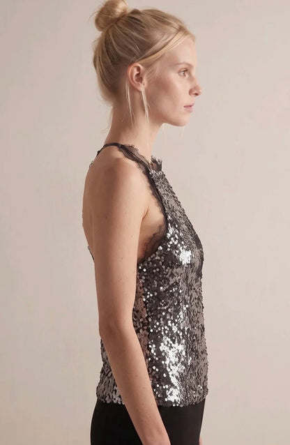 Camille Halterneck Sequin Top