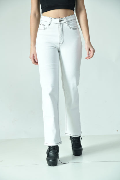 Monochrome Stitch High-Waist Denim