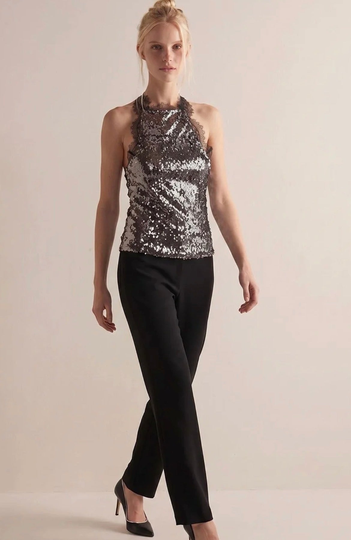 Camille Halterneck Sequin Top