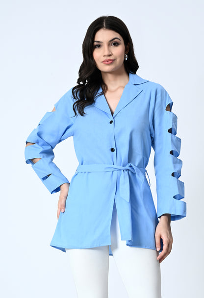 Reese Cutout Blue Shirt