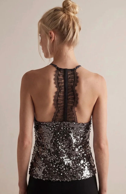 Camille Halterneck Sequin Top