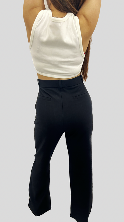 Signature Ribbed Black Pants