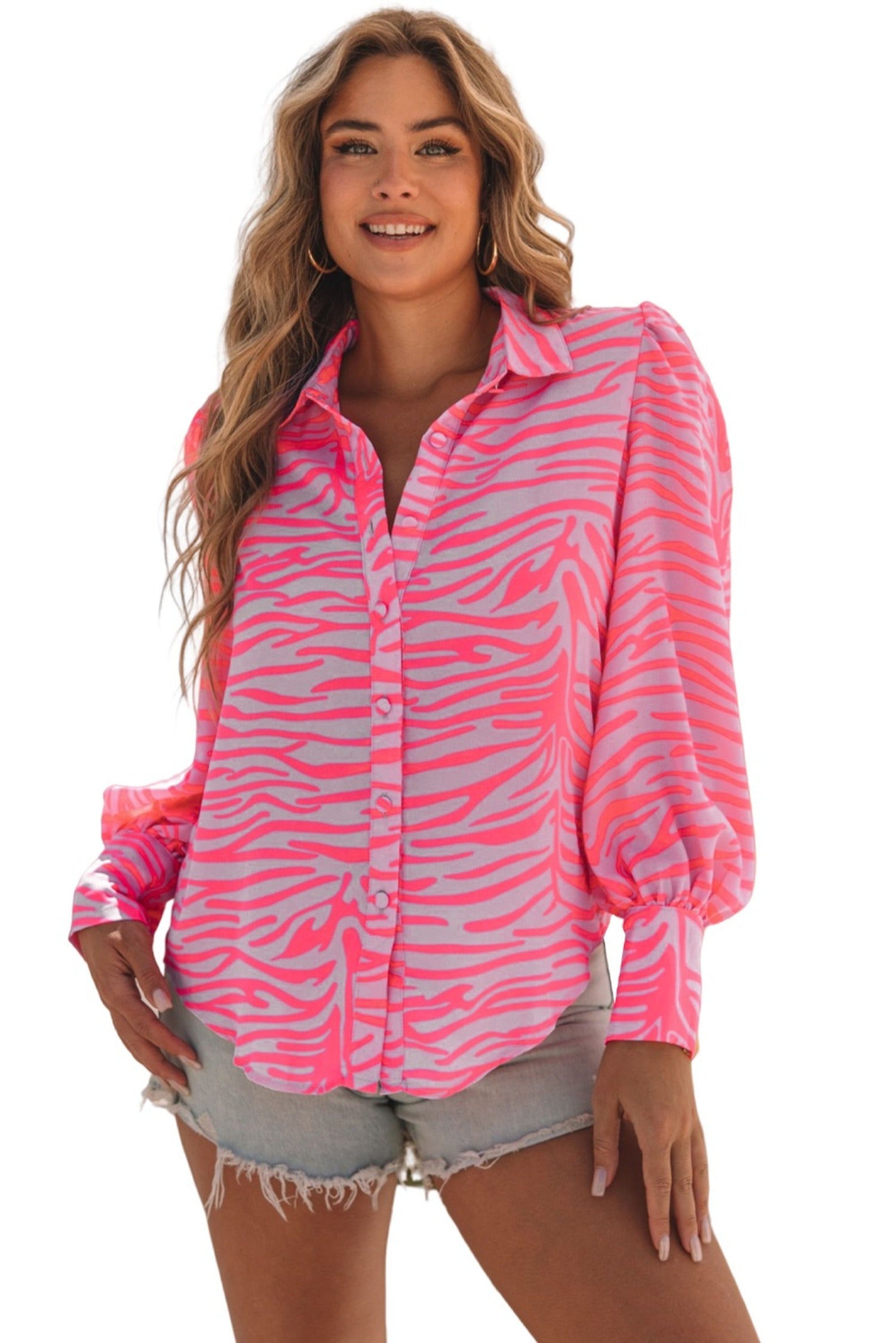 Pink zebra stripe shirt image 1