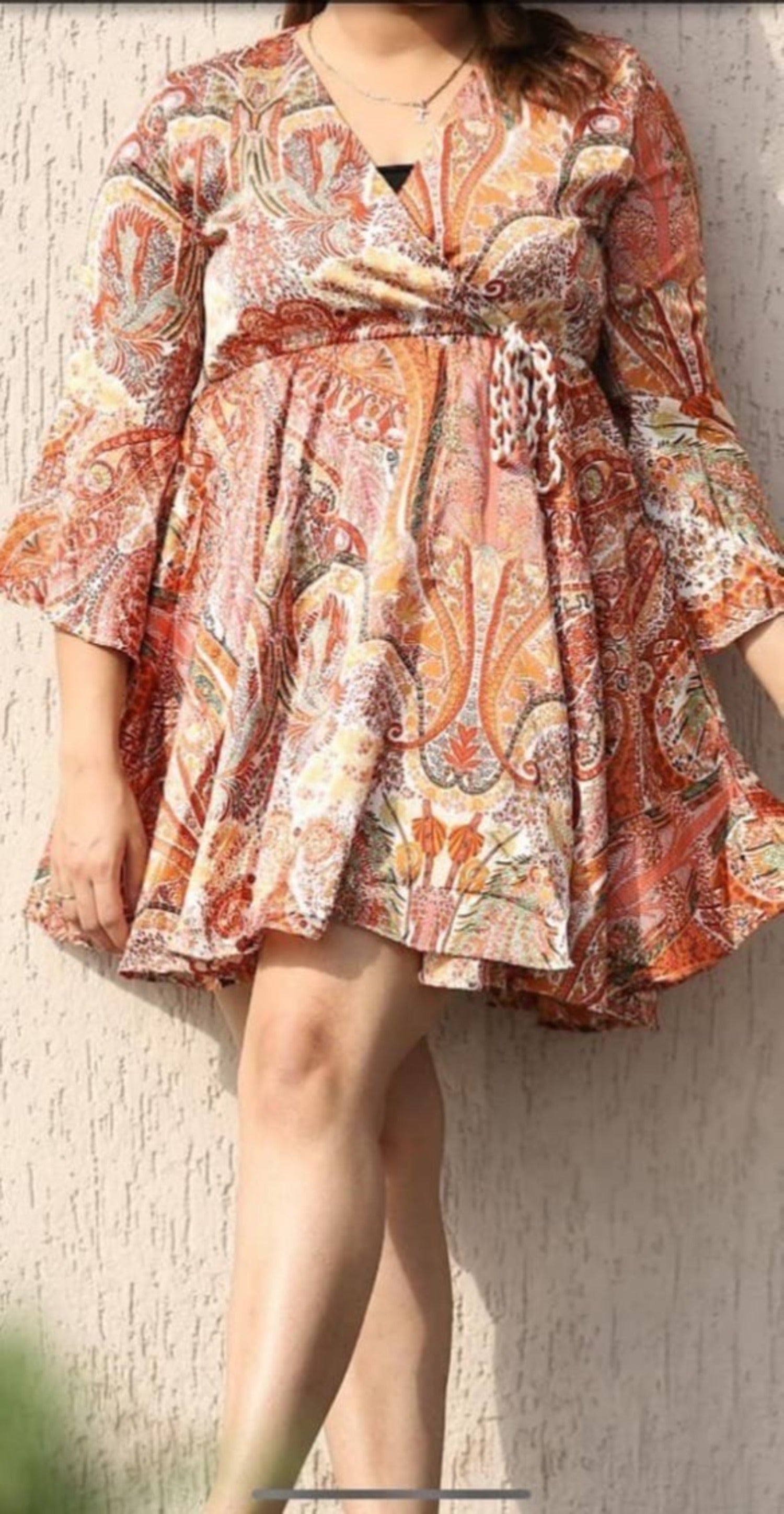 Bleted print dress image 1